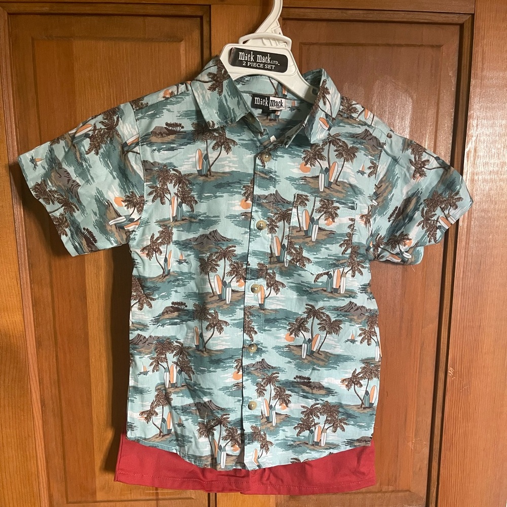 NWT - Kids Tropical Print Shirt and Short Set